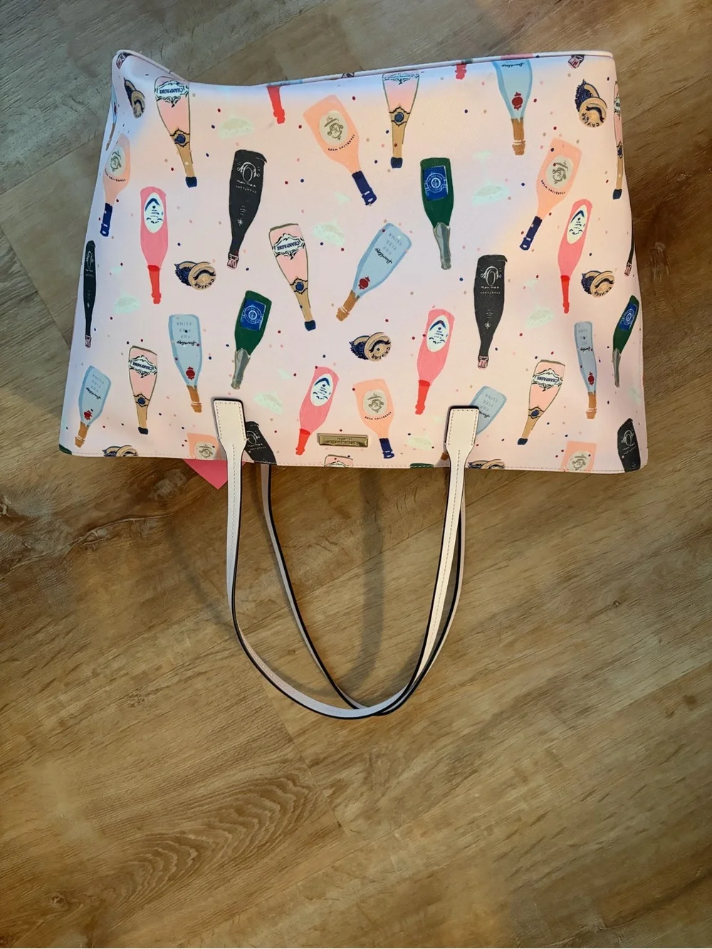 kate spade Pink Champagne Bottle Print Tote